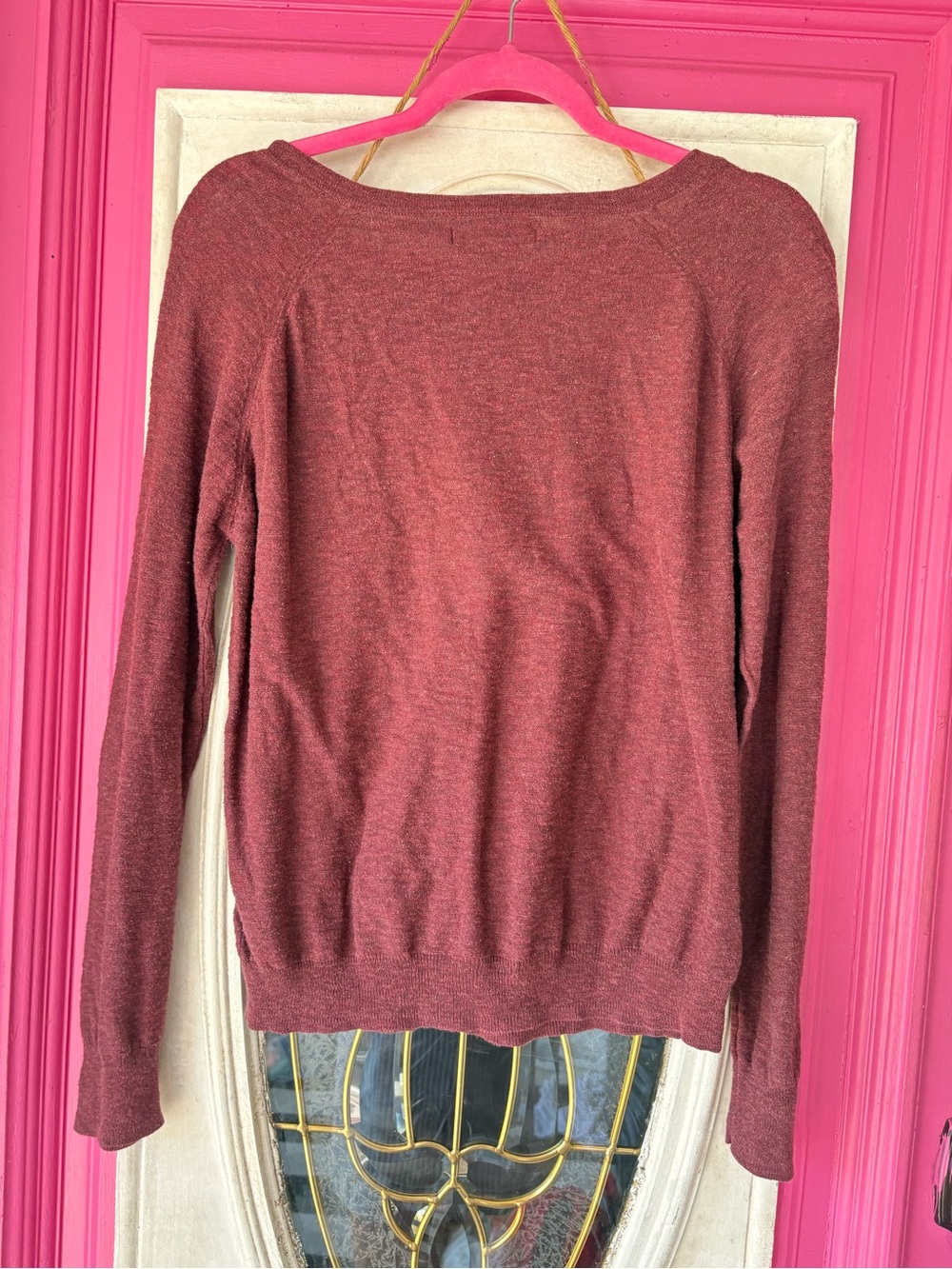 Eddie Bauer Ruffle-Front Cardigan in Raspberry Mix - Picture 4 of 4